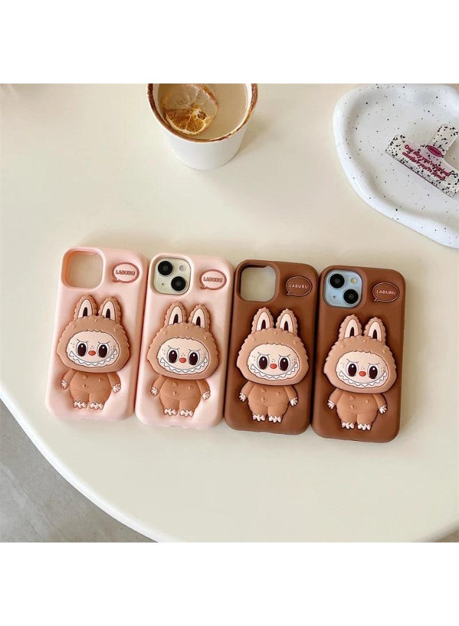 حافظة سيليكون ناعمة من  3D Character Bracket مع حامل وقاعدة لحماية شاملة ومقاومة للانزلاق لهاتف iPhone 16 Pro Max (بني، iPhone 16 Pro Max) - Image 4